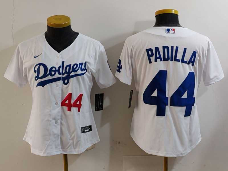 Women%27s Los Angeles Dodgers #44 Vicente Padilla Number White Cool Base Stitched Jersey